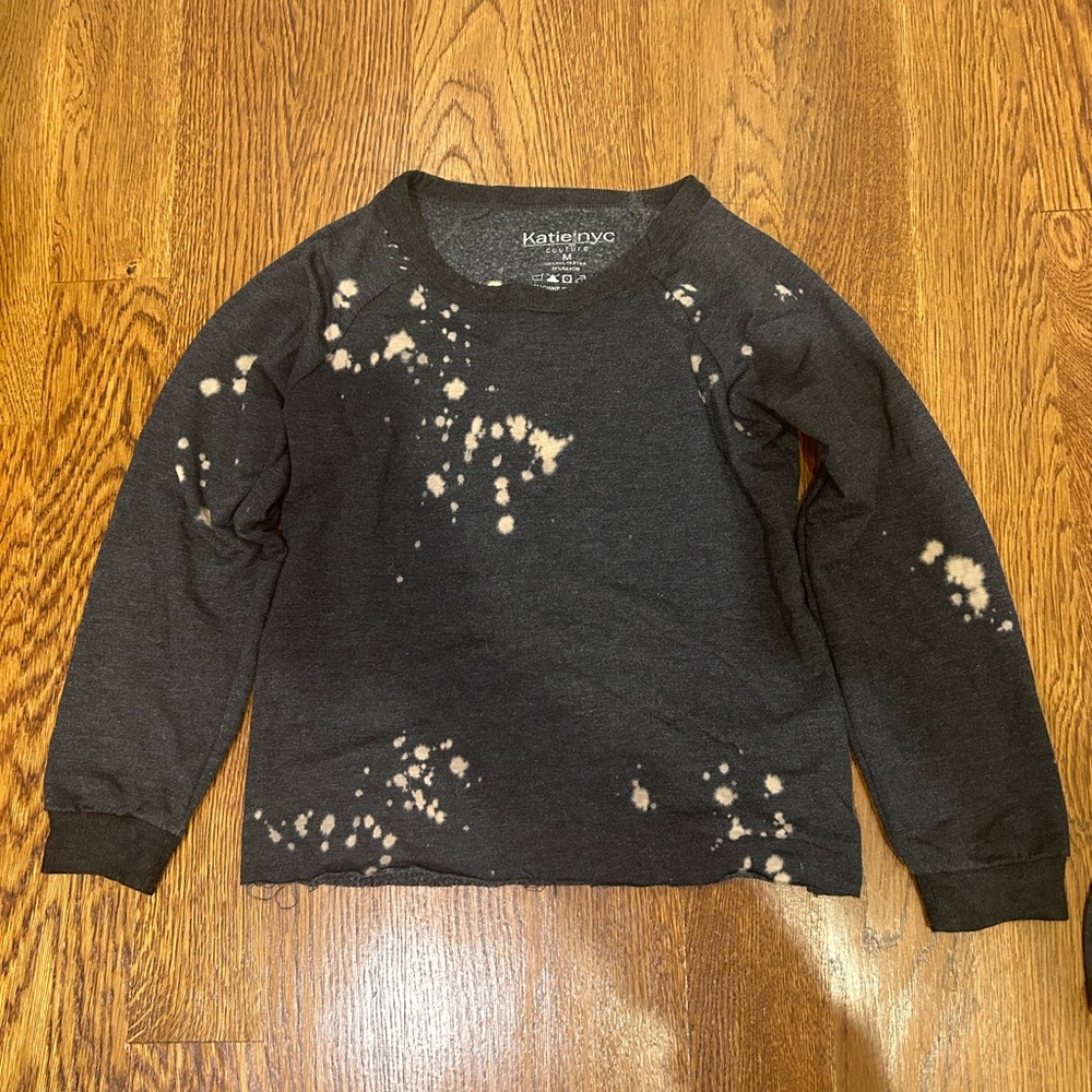 Katie J NYC Tween Bleached Out Crop Sweatshirt- Size M